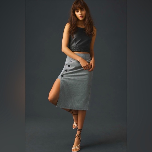 Anthropologie Dresses & Skirts - Anthropologie X Mare Mare Asymmetrical Button-down Midi Skirt Side Slit Size XS